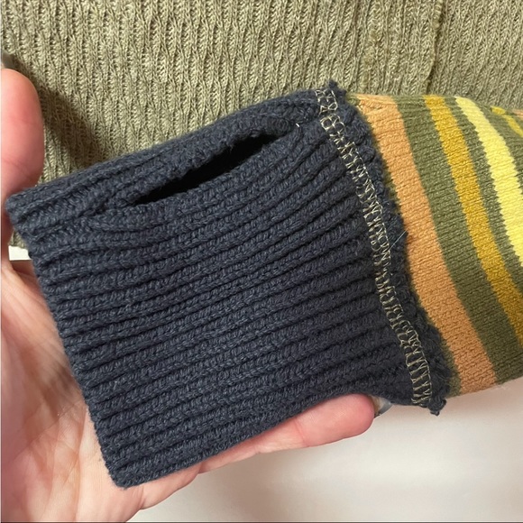 RARE Free People Boho Knit Cuff Long Sleeve Thermal Olive Green Navy Small - Picture 7 of 8